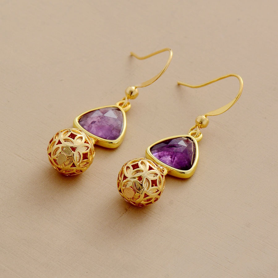 Gold Amethyst Earrings