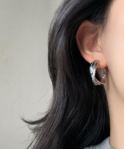 Boutique Silk Sterling Silver Fried Dough Twist Hoop Earrings