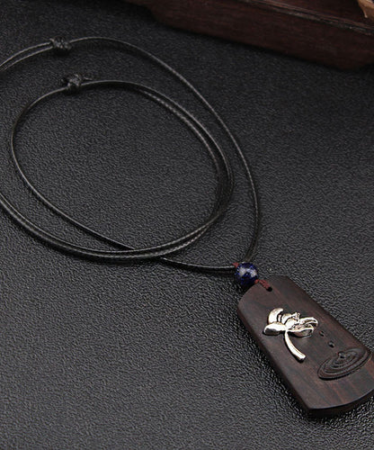 Simple Black Overgild Ebony Pendant Necklace