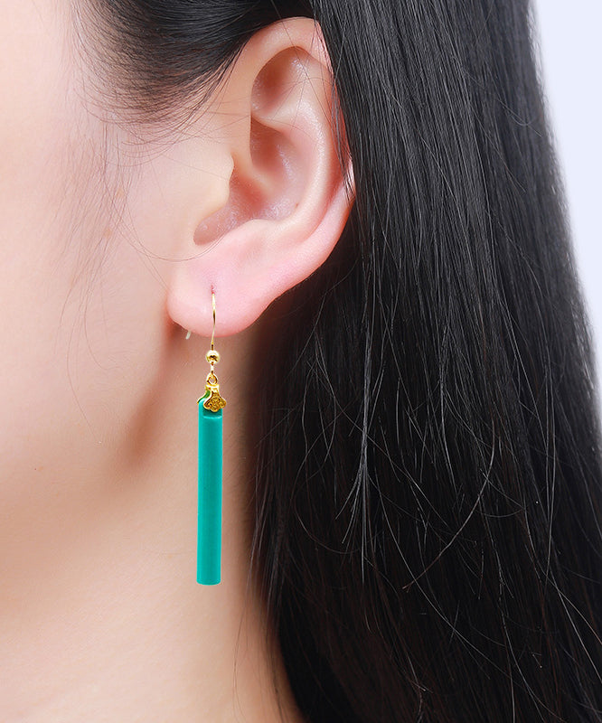 Green 14k Gold Turquoise Drop Earrings