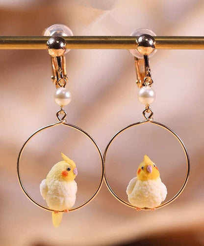 Gold Sterling Silver Overgild Parrot Drop Earrings