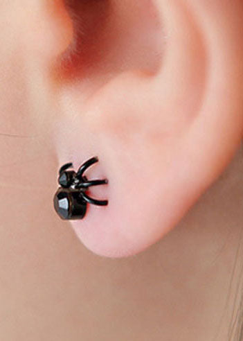 Modern Black Spider Metal Novelty Stud Earrings