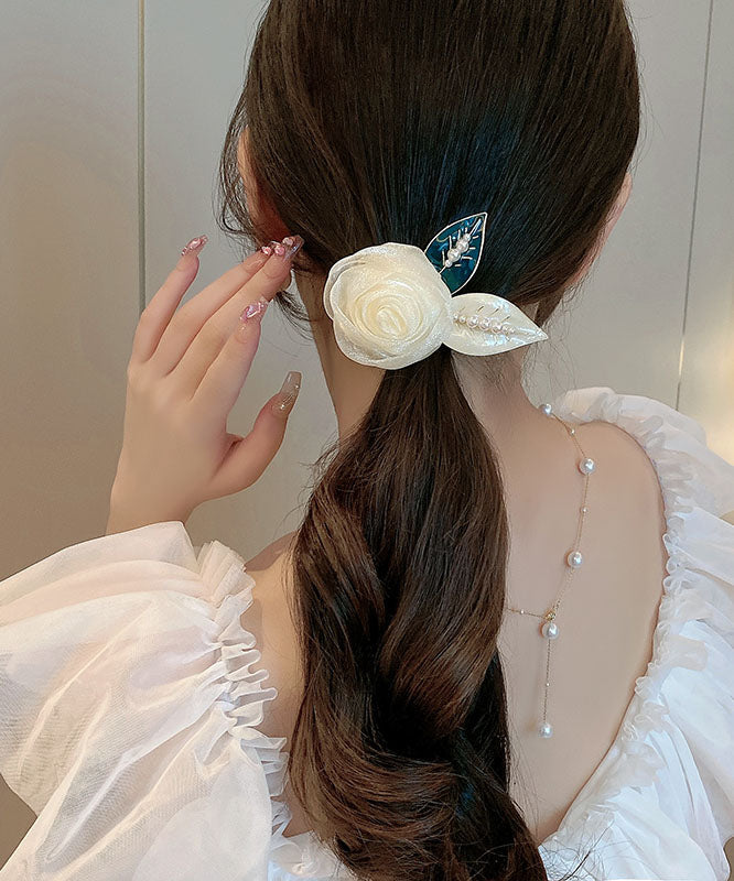 Modern Beige Alloy Pearl Rose Hairpin