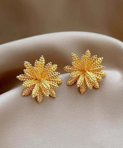 Oversize Gold Copper Alloy Stud Earrings