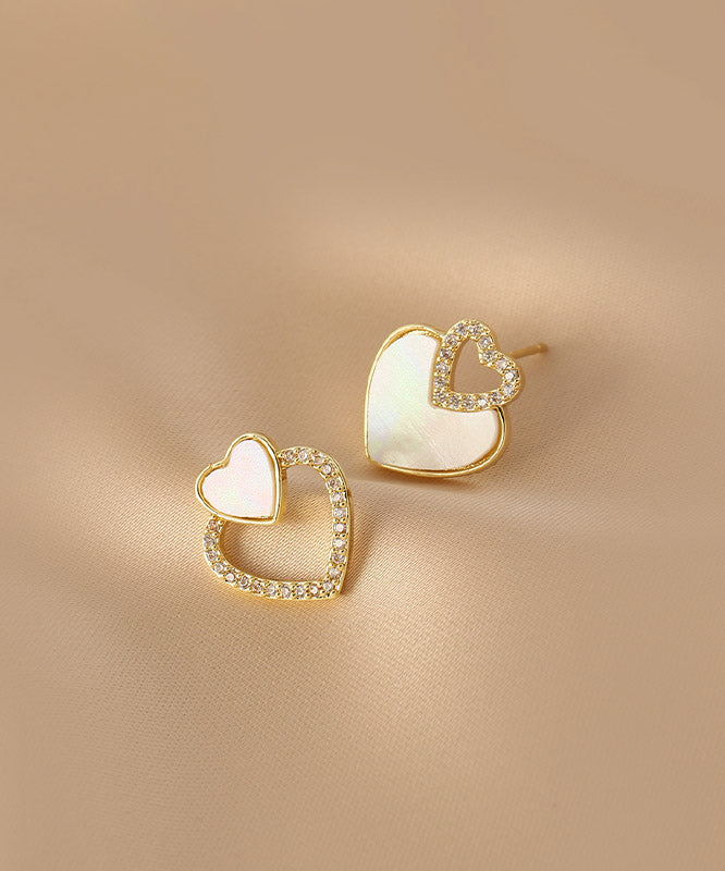 Silk Alloy Acrylic Zircon Asymmetricar Love Stud Earrings