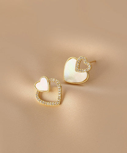 Silk Alloy Acrylic Zircon Asymmetricar Love Stud Earrings