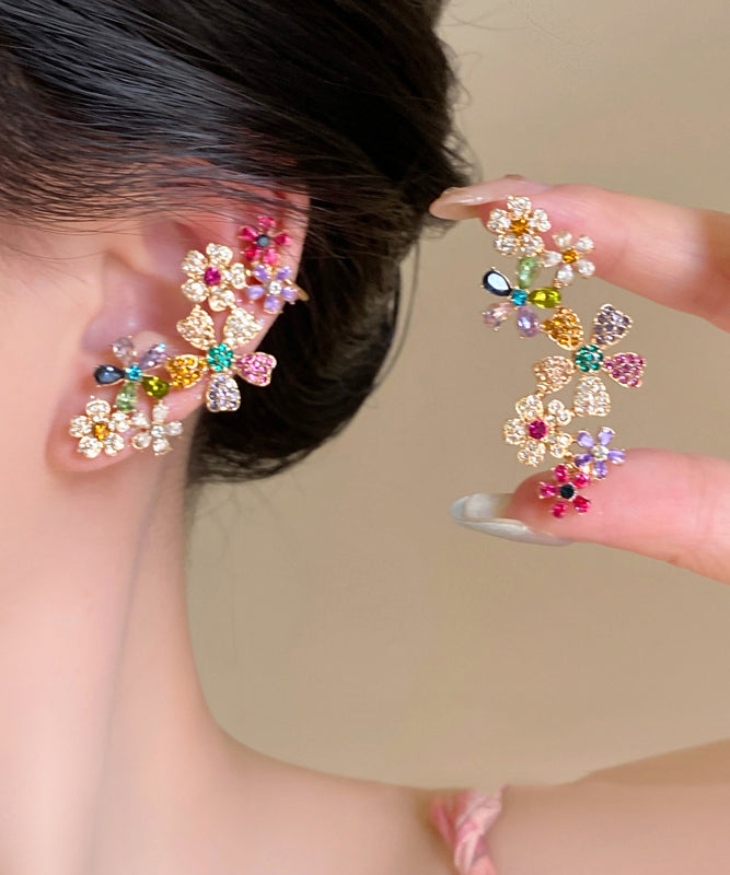 Rainbow Copper Alloy Zircon Crystal Stud Earrings