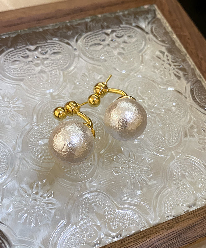 Champagne Copper 14k Gold Pearl Stud Earrings