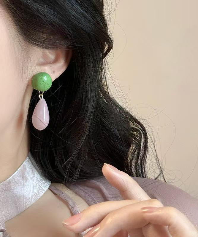 Unique Colorblock Alloy Water Droplet Drop Earrings