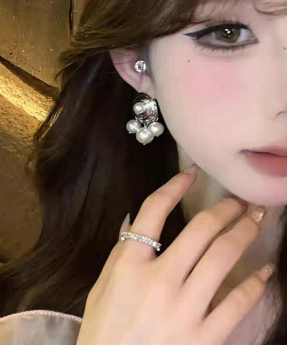 Silk Sterling Silver Pearl Stud Earrings