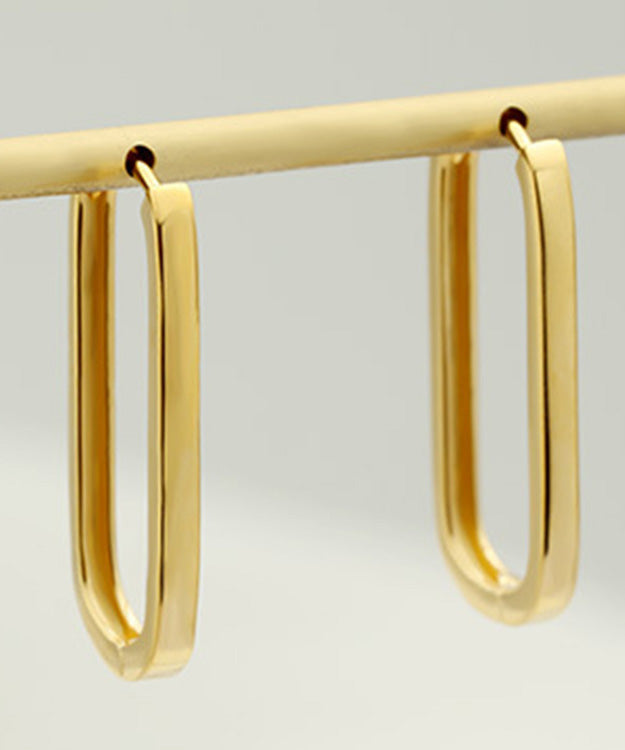 Gold Silver 14k Overgild Rectangle Hoop Earrings
