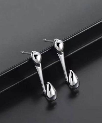 Fine Silk Sterling Silver Water Drop Stud Earrings