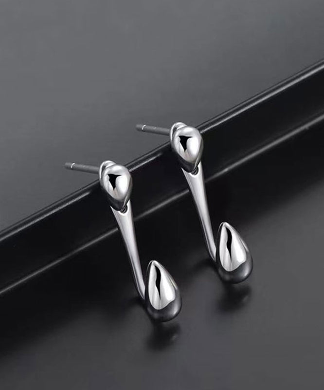 Fine Silk Sterling Silver Water Drop Stud Earrings