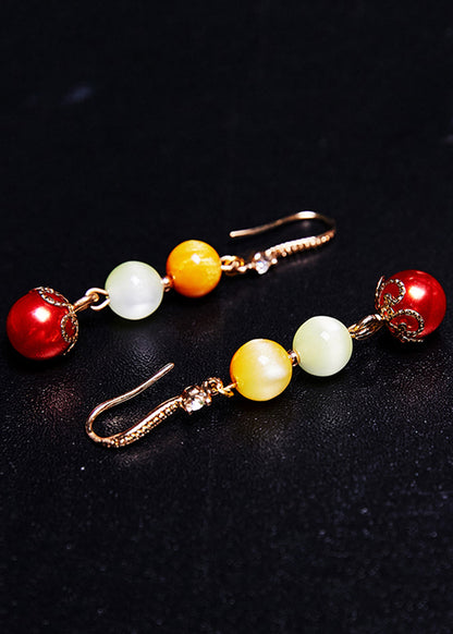 Jade Tassels Pearl Drop Earrings