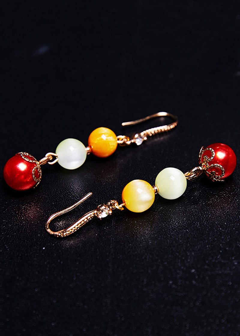 Jade Tassels Pearl Drop Earrings