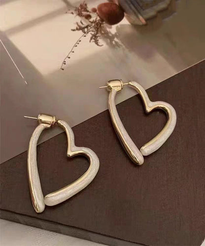 White Copper Alloy Drip Glaze Love Drop Earrings