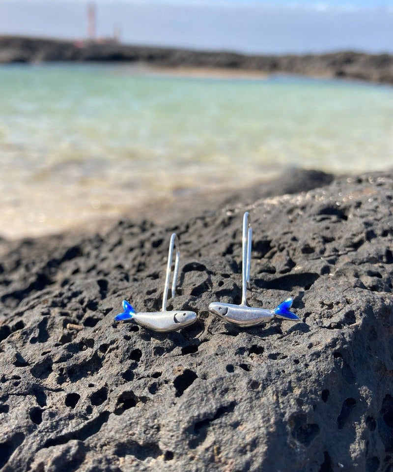 Original Small Fish Handmade Silver Enamel Earrings