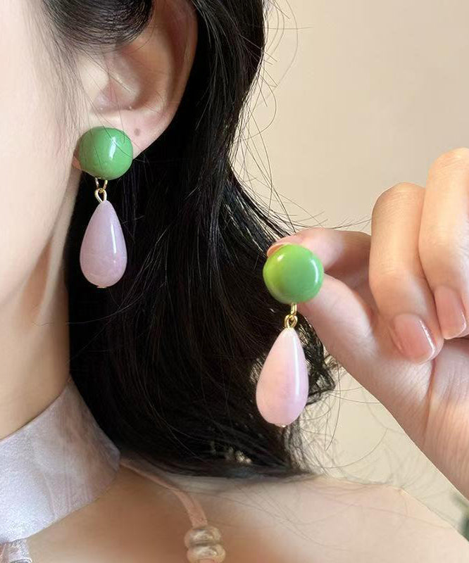 Unique Colorblock Alloy Water Droplet Drop Earrings