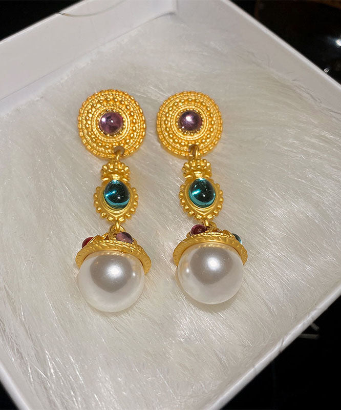 Copper Resin Pearl Drop Earrings