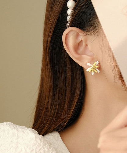 Modern Yellow Sterling Silver Alloy Stud Earrings