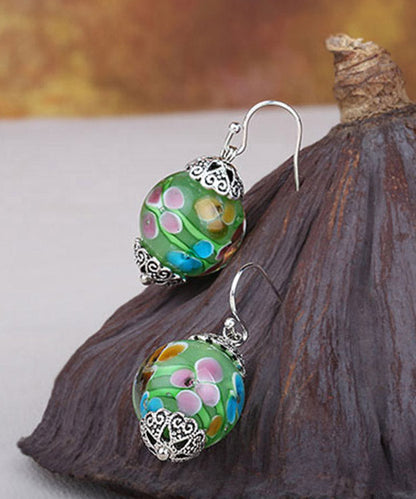 Green Sterling Silver Coloured Glaze Drop Earrings