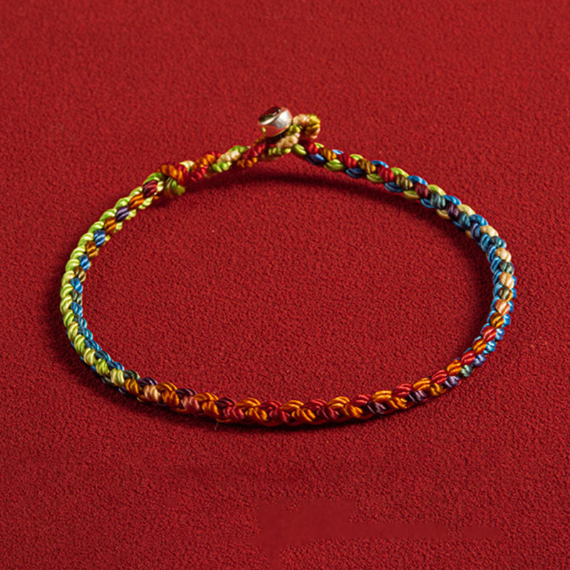 Buddha Stones "may You Be Blessed With Peace and Safety in All Four Seasons" Lucky Multicolored Bracelet