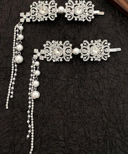 Silk Alloy Pearl Zircon Tassel Hairpin