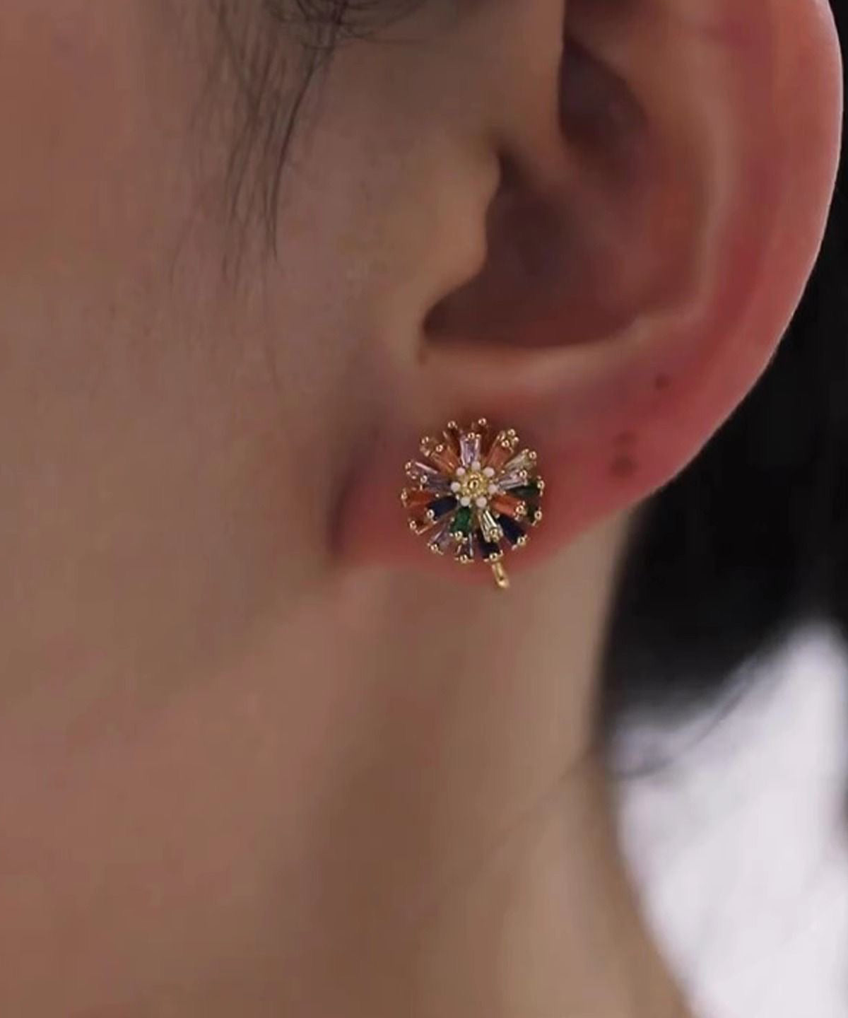 Rainbow Copper Alloy Fireworks Stud Earrings