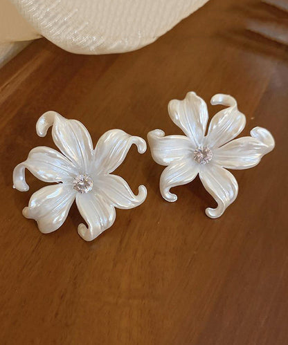 Classy White Acrylic Zircon Stud Earrings