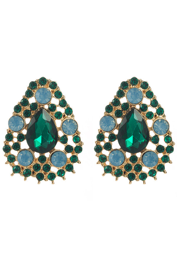 Alloy Drop-shaped Diamond Earrings