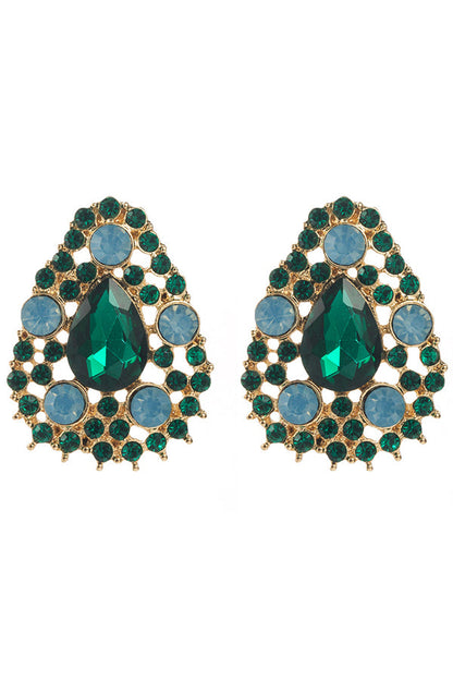 Alloy Drop-shaped Diamond Earrings