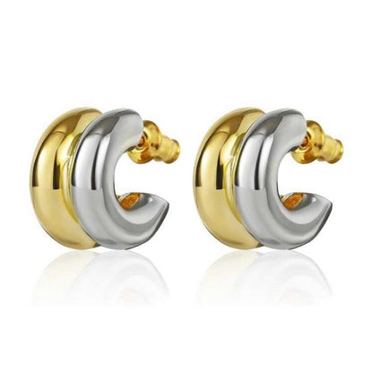 "nina" Two Toned 18k Hoop Earrings