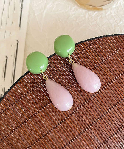 Unique Colorblock Alloy Water Droplet Drop Earrings