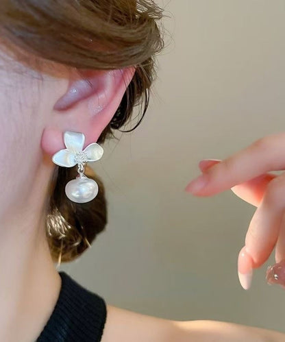 Fine Silk Copper Overgild Pearl Drop Earrings