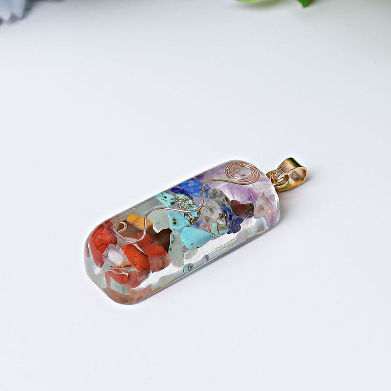 1.8 Inch Chakra Resin Crystal Pendant for Spiritual Healing