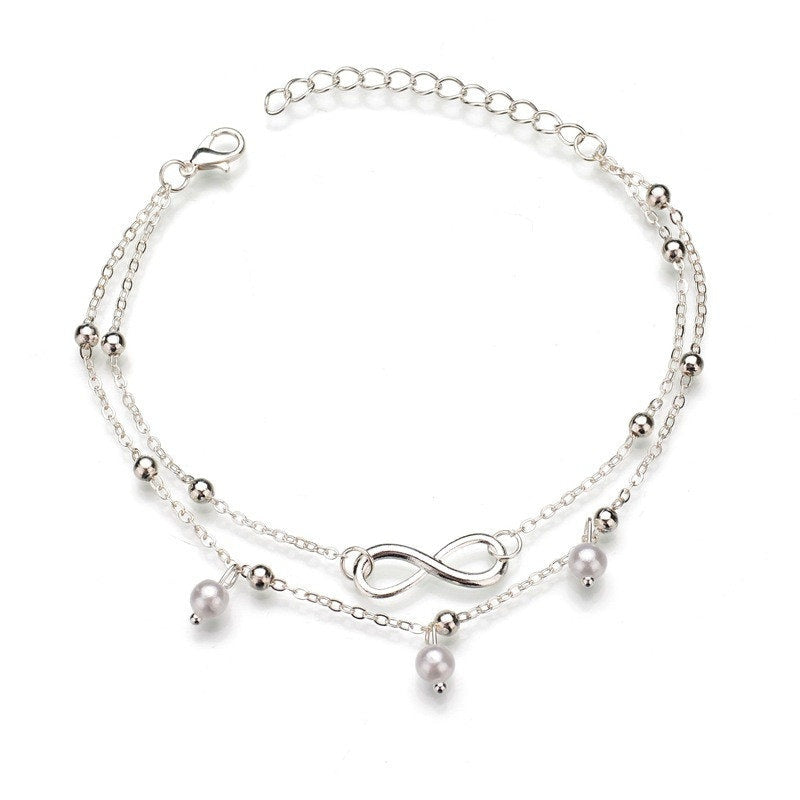 Infinity Pearl Double Layer Anklet