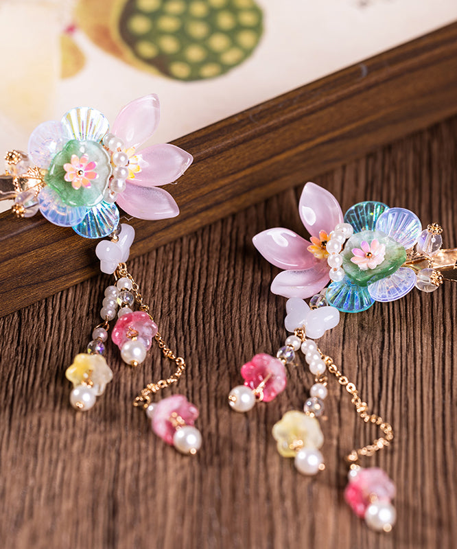 Style Multicolor Alloy Pearl Tassel Kids a Pair Hairpin