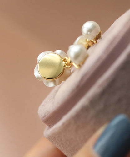 Style White Alloy Pearl Drop Earrings
