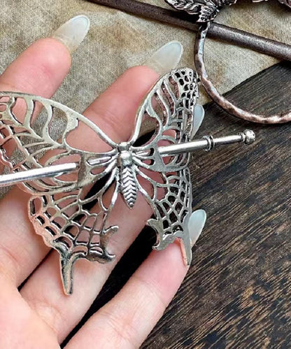 Silk Sterling Silver Hollow Out Butterfly Hairpin