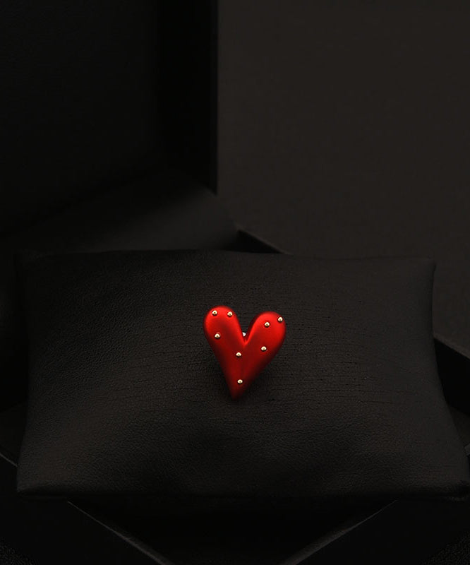 Red Stainless Steel Love Brooch
