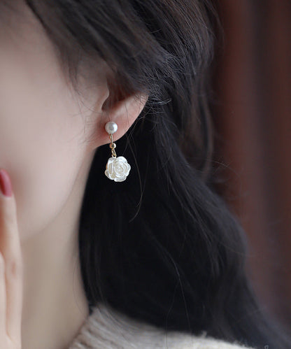 Style White Alloy Pearl Drop Earrings