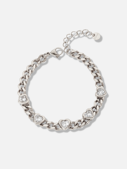 Ayza Heart Charm Chain Bracelet in Silver