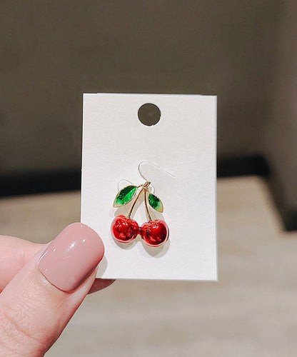 Red Alloy Painting Oil Cherry Brooches
