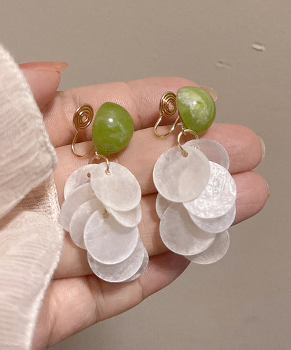 Colorblock Copper Alloy Shell Tassel Drop Earrings