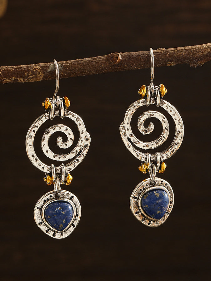 Lapis Lapis Openwork Spiral Drop Earrings