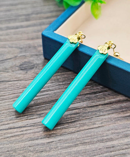 Green 14k Gold Turquoise Drop Earrings