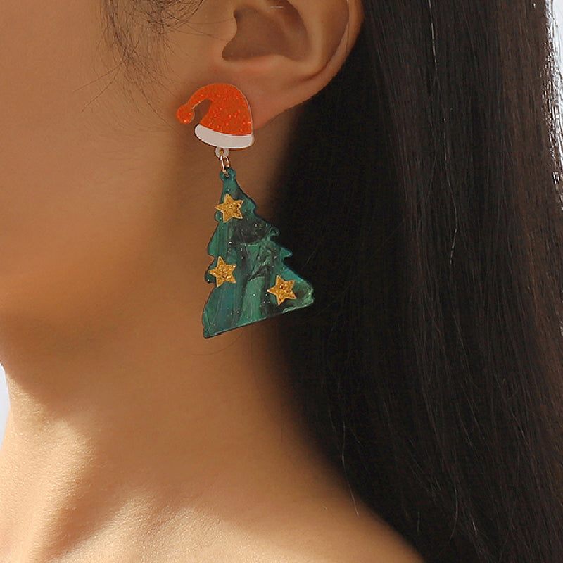 Christmas Tree Patchwork Earrings