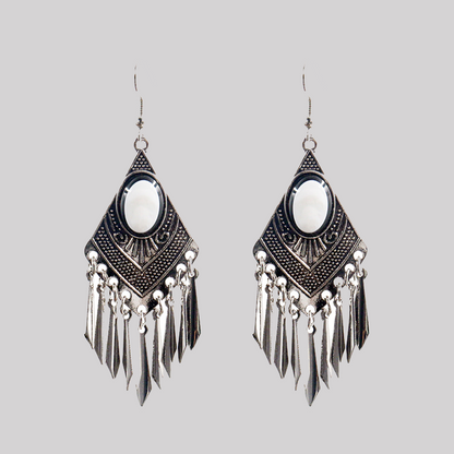 Geometric Tassel Patchwork Earrings