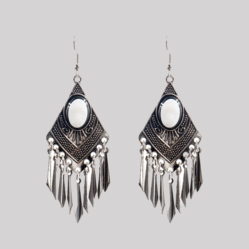 Geometric Tassel Patchwork Earrings