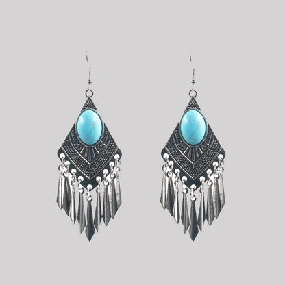 Geometric Tassel Patchwork Earrings